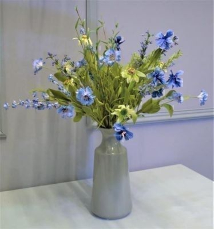Yellow and Blue Artificial Meadow Flowers by Bloomsberry. *Vase not included* These stunning silk flowers give the impression they have just been hand picked from a meadow especially for you. For realistic fake and silk flowers Bloomsberry is second to none.